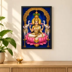 Pearl White Saree Varalakshmi Photo Frame – Blue Temple Art 11 Pearl White Saree Varalakshmi Photo Frame – Blue Temple Art — black frame pooja shelf