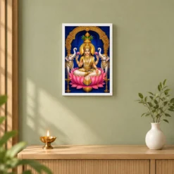 Pearl White Saree Varalakshmi Photo Frame – Blue Temple Art 14 Pearl White Saree Varalakshmi Photo Frame – Blue Temple Art — white frame distant wall