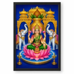 Royal Blue Kalash Varalakshmi Photo Frame – Temple Lotus Art — black frame clean