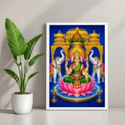 Royal Blue Kalash Varalakshmi Photo Frame – Temple Lotus Art 12 Royal Blue Kalash Varalakshmi Photo Frame – Temple Lotus Art — white frame console