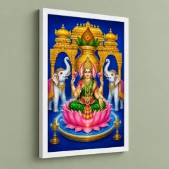 Royal Blue Kalash Varalakshmi Photo Frame – Temple Lotus Art 13 Royal Blue Kalash Varalakshmi Photo Frame – Temple Lotus Art — white frame angled wall