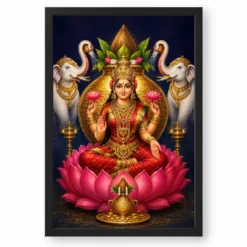 Indigo Kalash Throne Varalakshmi Photo Frame – Gaja Art — black frame clean