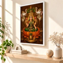 Bronze Amber Varalakshmi Photo Frame – Orange Lotus Art — white frame warm console