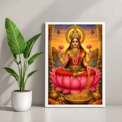 Mahalakshmi Serene Sunrise Blessing Photo Frame — white frame console