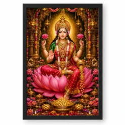 Mahalakshmi Grand Festival Flower Decoration Photo Frame — black frame clean