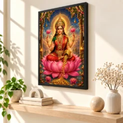 Mahalakshmi Cosmic Celestial Aura Photo Frame — black frame console