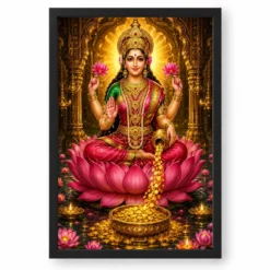 Mahalakshmi Heritage Temple Architecture Backdrop Photo Frame — black frame clean