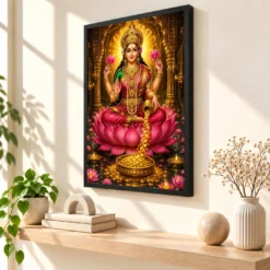 Mahalakshmi Heritage Temple Architecture Backdrop Photo Frame — black frame console