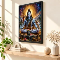 Mahadev Shiva Cosmic Celestial Aura Photo Frame — black frame console