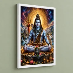 Mahadev Shiva Cosmic Celestial Aura Photo Frame 13 Mahadev Shiva Cosmic Celestial Aura Photo Frame — white frame angled wall