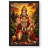 Lord Hanuman Serene Sunrise Blessing Photo Frame — black frame clean