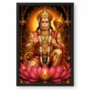 Lord Hanuman Lotus And Diya Radiance Photo Frame — black frame clean
