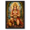 Lord Hanuman Traditional Indian Miniature-Inspired Devotional Art Photo Frame — black frame clean