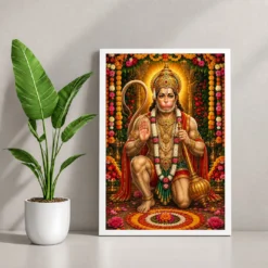 Lord Hanuman Grand Festival Flower Decoration Photo Frame 12 Lord Hanuman Grand Festival Flower Decoration Photo Frame — white frame console