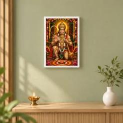 Lord Hanuman Grand Festival Flower Decoration Photo Frame 14 Lord Hanuman Grand Festival Flower Decoration Photo Frame — white frame distant wall