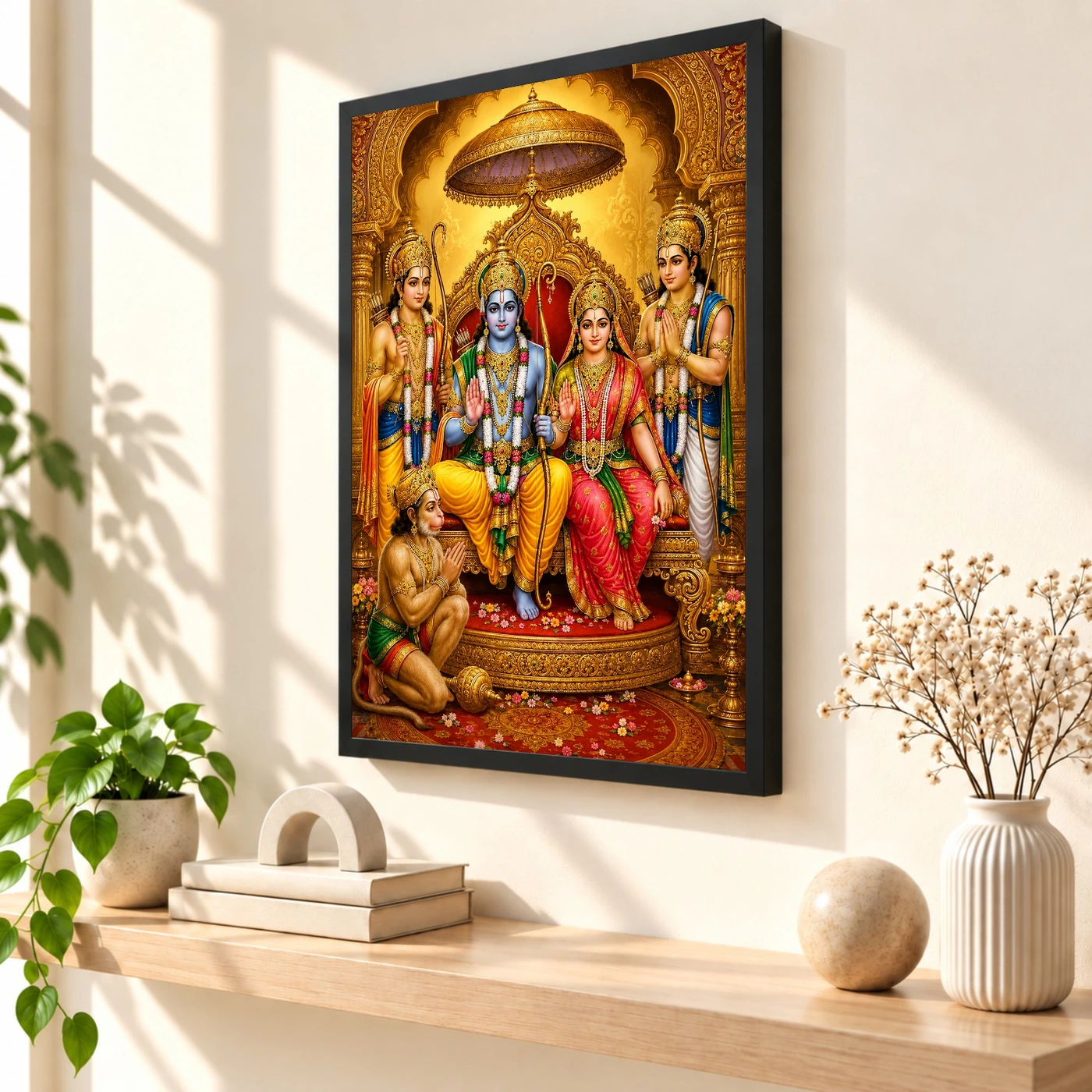 Ram Darbar Ornate Golden Temple Darshan Photo Frame 2 Ram Darbar Ornate Golden Temple Darshan Photo Frame — black frame console