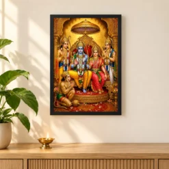 Ram Darbar Ornate Golden Temple Darshan Photo Frame 11 Ram Darbar Ornate Golden Temple Darshan Photo Frame — black frame pooja shelf