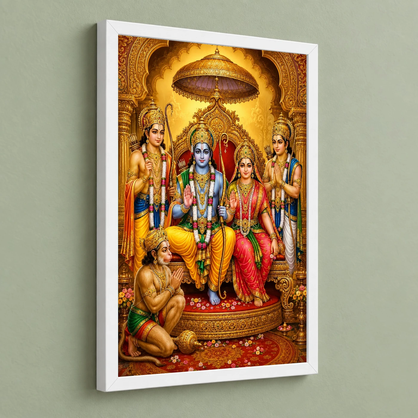 Ram Darbar Ornate Golden Temple Darshan Photo Frame 5 Ram Darbar Ornate Golden Temple Darshan Photo Frame — white frame angled wall