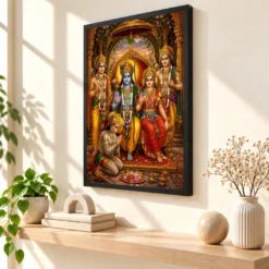 Ram Darbar Royal Jewel-Toned Portrait Photo Frame — black frame console