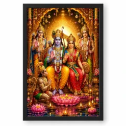 Ram Darbar Lotus And Diya Radiance Photo Frame — black frame clean