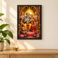 Ram Darbar Lotus And Diya Radiance Photo Frame 11 Ram Darbar Lotus And Diya Radiance Photo Frame — black frame pooja shelf