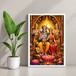Ram Darbar Lotus And Diya Radiance Photo Frame 12 Ram Darbar Lotus And Diya Radiance Photo Frame — white frame console