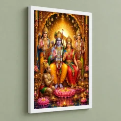 Ram Darbar Lotus And Diya Radiance Photo Frame 13 Ram Darbar Lotus And Diya Radiance Photo Frame — white frame angled wall