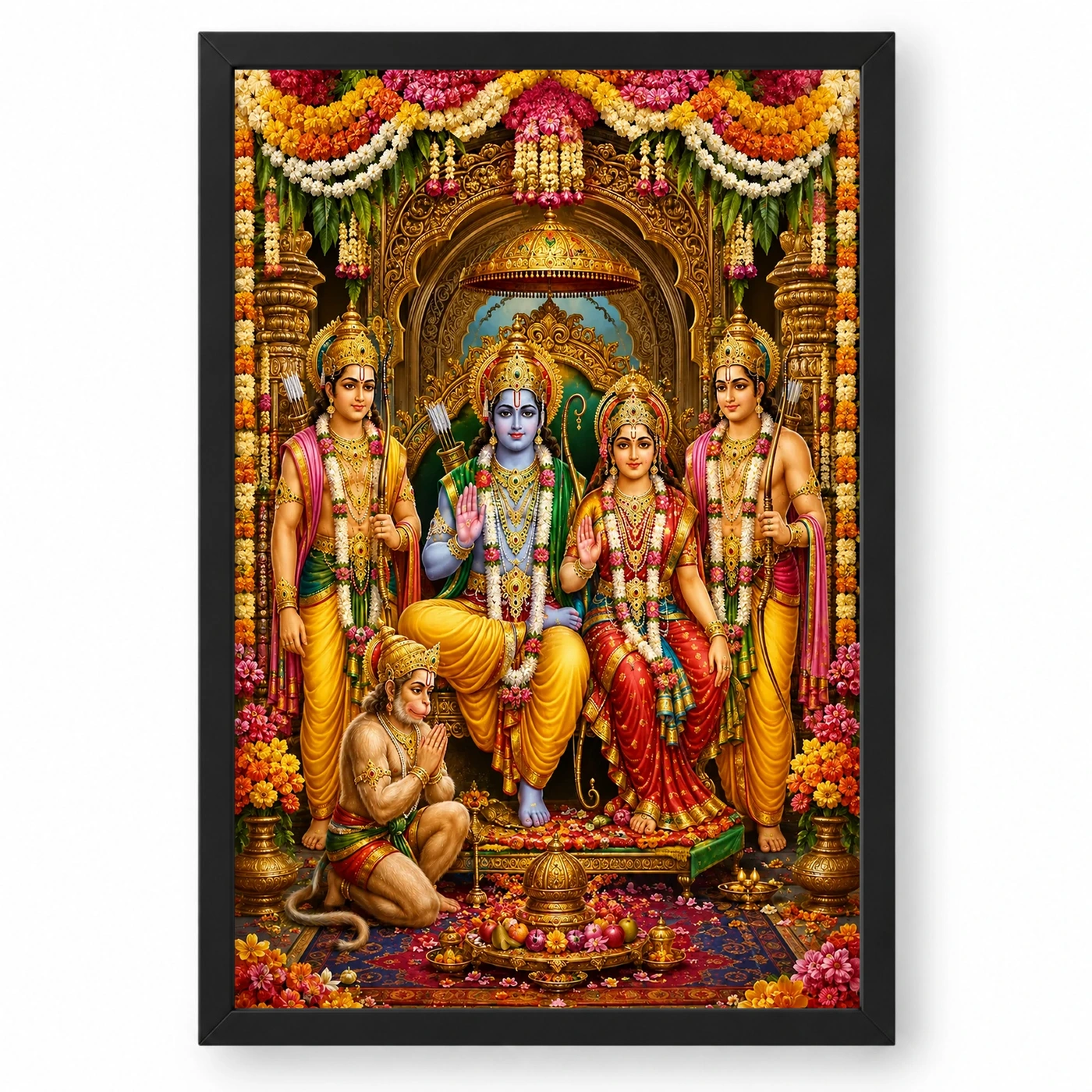 Ram Darbar Grand Festival Flower Decoration Photo Frame 1 Ram Darbar Grand Festival Flower Decoration Photo Frame — black frame clean