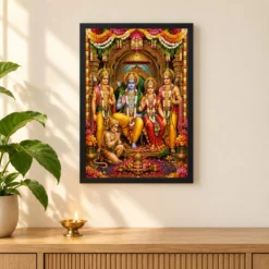 Ram Darbar Grand Festival Flower Decoration Photo Frame 11 Ram Darbar Grand Festival Flower Decoration Photo Frame — black frame pooja shelf