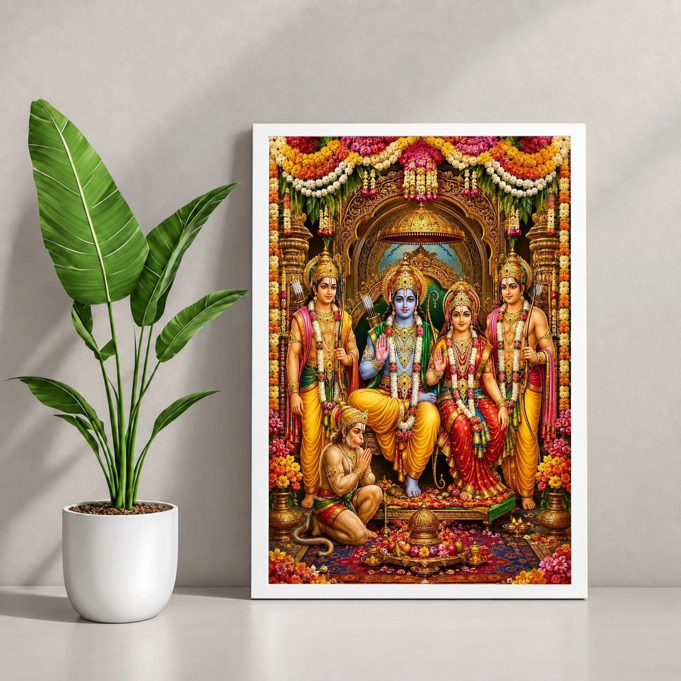 Ram Darbar Grand Festival Flower Decoration Photo Frame 4 Ram Darbar Grand Festival Flower Decoration Photo Frame — white frame console