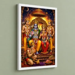 Ram Darbar Cosmic Celestial Aura Photo Frame — white frame angled wall