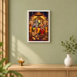 Ram Darbar Cosmic Celestial Aura Photo Frame — white frame distant wall