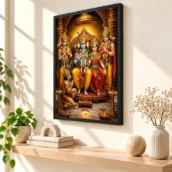 Ram Darbar Heritage Temple Architecture Backdrop Photo Frame — black frame console