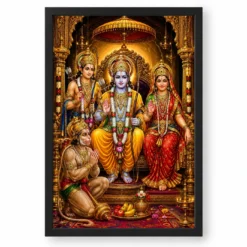 Ram Darbar Vivid Premium Spiritual Poster Art Photo Frame — black frame clean