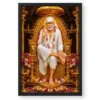 Shirdi Sai Baba Ornate Golden Temple Darshan Photo Frame — black frame clean