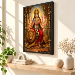 Durga Maa Heritage Temple Architecture Backdrop Photo Frame — black frame console