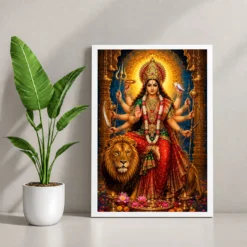 Durga Maa Vivid Premium Spiritual Poster Art Photo Frame 12 Durga Maa Vivid Premium Spiritual Poster Art Photo Frame — white frame console