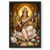 Saraswati Maa Heritage Temple Architecture Backdrop Photo Frame — black frame clean