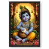 Bal Krishna Traditional Indian Miniature-Inspired Devotional Art Photo Frame — black frame clean