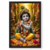 Bal Krishna Grand Festival Flower Decoration Photo Frame — black frame clean