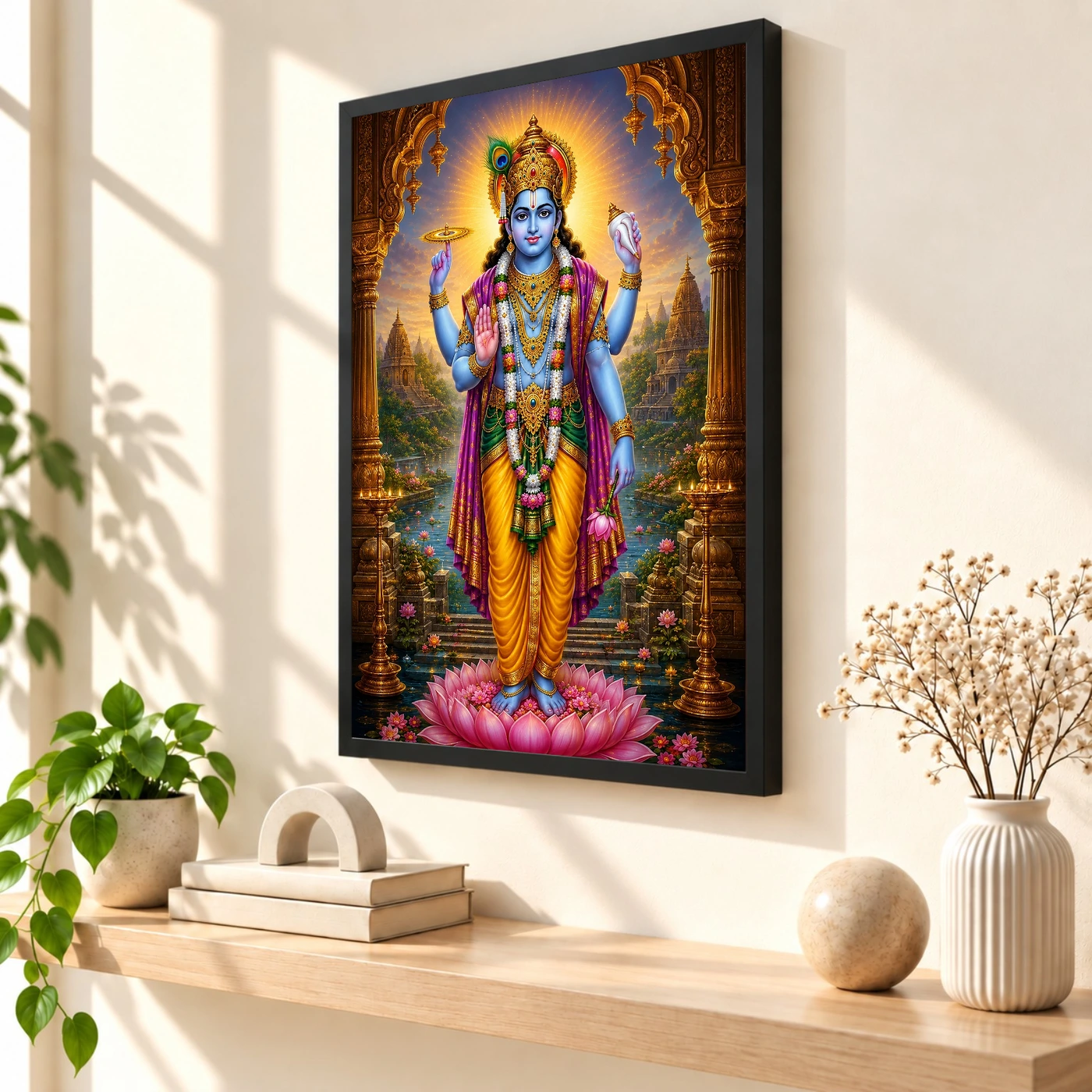 Lord Vishnu Heritage Temple Architecture Backdrop Photo Frame 2 Lord Vishnu Heritage Temple Architecture Backdrop Photo Frame — black frame console