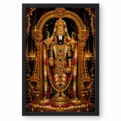 Tirupati Balaji Royal Jewel-Toned Portrait Photo Frame — black frame clean