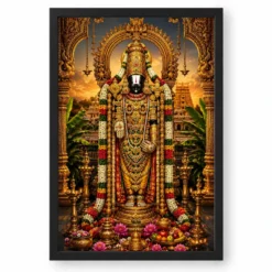 Tirupati Balaji Traditional Indian Miniature-Inspired Devotional Art Photo Frame — black frame clean