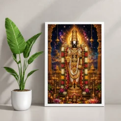 Tirupati Balaji Cosmic Celestial Aura Photo Frame 12 Tirupati Balaji Cosmic Celestial Aura Photo Frame — white frame console