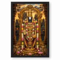 Tirupati Balaji Heritage Temple Architecture Backdrop Photo Frame — black frame clean