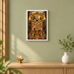 Tirupati Balaji Heritage Temple Architecture Backdrop Photo Frame — white frame distant wall
