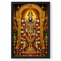 Tirupati Balaji Vivid Premium Spiritual Poster Art Photo Frame — black frame clean