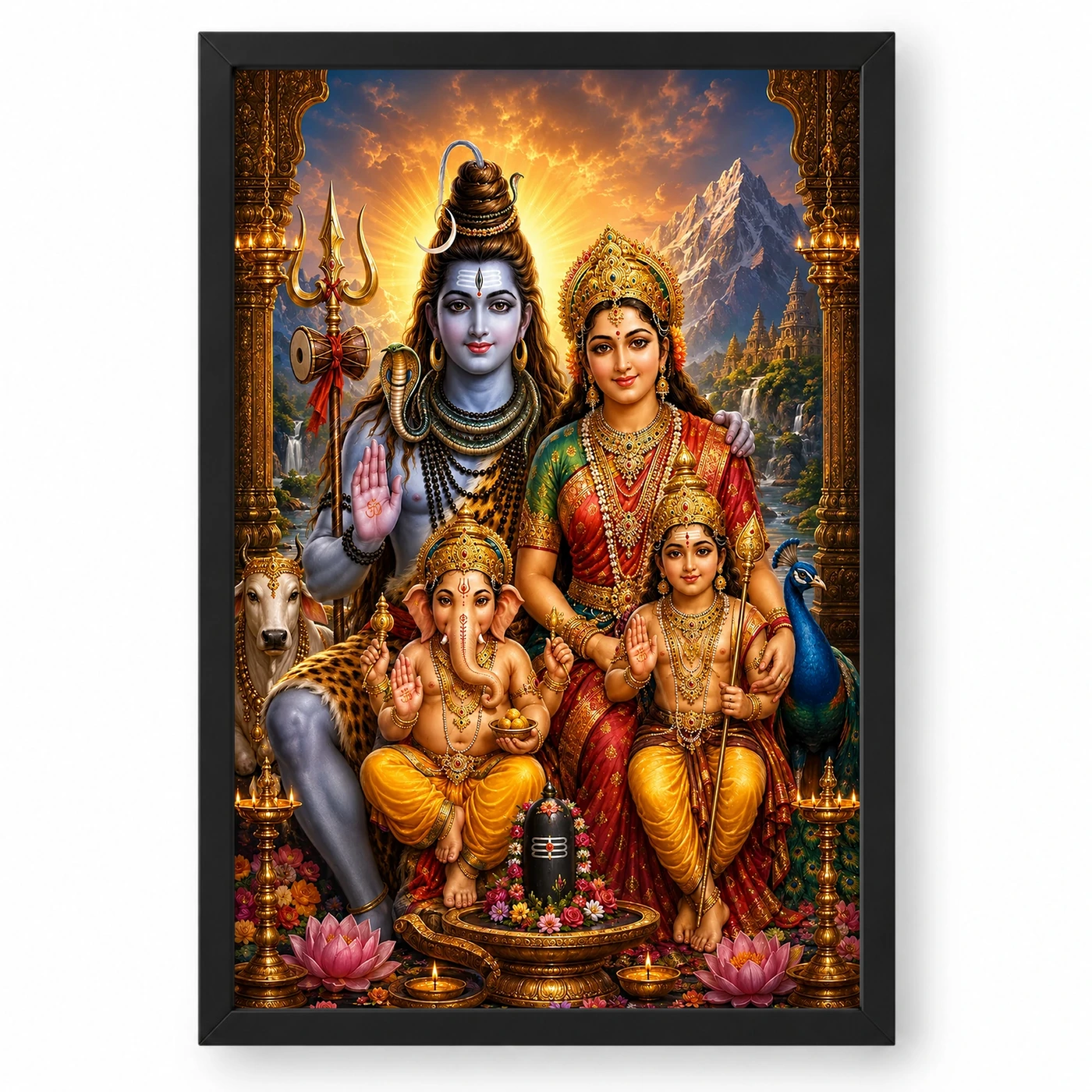 Shiv Parivar Royal Jewel-Toned Portrait Photo Frame 1 Shiv Parivar Royal Jewel-Toned Portrait Photo Frame — black frame clean