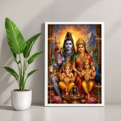 Shiv Parivar Royal Jewel-Toned Portrait Photo Frame 12 Shiv Parivar Royal Jewel-Toned Portrait Photo Frame — white frame console