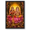 Lakshmi Ganesha Grand Festival Flower Decoration Photo Frame — black frame clean